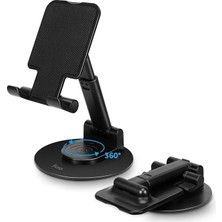 Katlanabilir 360 Derece Dönen Masaüstü Telefon Standı Siyah