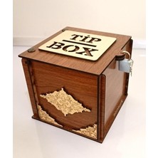 Boy Tip Box Eskitme Tarz Ahşap Oyma Ince Işlemeli 13CM Bahşiş Kutusu Asma Kilitli + 2 Anahtarlı