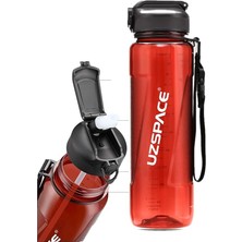 Fiftyfifty Pipetli 1000ML -Büyük Boy- Tritan Su Matarası Kırmızı