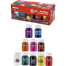 Boya 10 Renk 30 ml 1 Paket Nova Color Guaj Boya Seti 10 Lu Su Bazlı Şişe Canlı Renkler Resim Okul