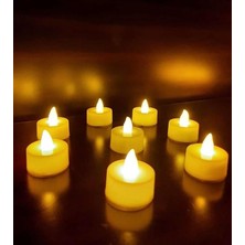 Adet LED Mum Tealight Sarı Işık Pilli (Piller Dahil)