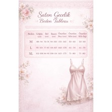 Süsen Lingerie Kadın Dantelli Saten Gecelik, Yırtmaçlı Kadın Gecelik