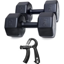 8 kg Dambıl x 2 Adet = 16 kg + Sayaçlı Ayarlanabilir El Yayı Siyah