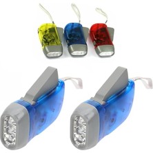 Manyetolu Dinamolu Kendinden Şarjlı Pilsiz Krank El Feneri, Çok Amaçlı Doğa, Spor, Deprem, Acil Durum Işığı, Elle Basmalı Şarj Edilebilen - Renk Asorti (2 Adet)