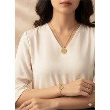 Cadde Dükkanı Çelik Çeyrek Altın Bilekliği Gold