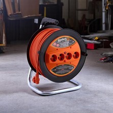 Uzatma Kablosu 3x2.5 mm 20 Metre Plastik Seyyar Makara 4 Prizli Monofaze Termal Sigortalı