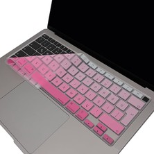 MacBook Air Klavye Koruyucu Ultra Ince A2337 A2179 M1 Çip Uyumlu Türkçe Q Silikon Yıkanabilir Koruyucu Stiker Film Pembe