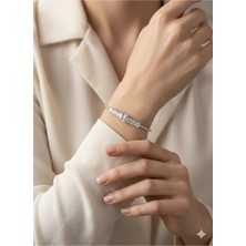 Cadde Dükkanı Çelik Taşlı Cuff Bileklik Silver Model7