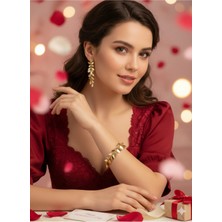 Cadde Dükkanı Çelik Bileklik Yapraklı Gold