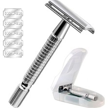 Paslanmaz Çelik Kutulu Manuel Geleneksel Traş Aleti Makinesi 5 Jilet