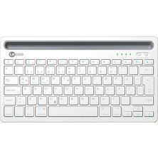 BK100 Kablosuz Bluetooth Şarj Edilebilir, Çoklu Cihaz ile Uyumlu, Telefon/tablet Tutucu Kart Yuvası, Akıllı Uyku Modlu, 40 Saat Çalışma, 78 Tuş, Kompakt Ultra Ince Qwerty Türkçe Q Klavye Beyaz