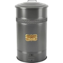 Galvaniz Metal 30 Litre Pedallı Çöp Kovası (Antrasit)