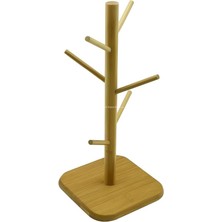 Ahşap Bambu Kupa Bardak Askısı 6'lı Stand Doğal Mutfak Tezgahı Için Kupa Standı Bardak Tutucu Modern Dekoratif Dayanıklı Kolay Kurulumlu Organizer (Kare)