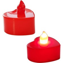 Marifetlerim - Kırmızı Kalp Modeli LED Mum 1 Adet