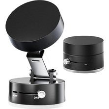 Kilitli Araç Içi Telefon Tutucu Manyetik Mıknatıslı iPhone Ile Uyumlu Ister Evde Ister Arabada Ister Mutfakta Kullanın Çıkarılan Tekrar Takılan Vakum Kilitli Yeni Nesil Tutucu (Sıyah)