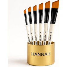 Hype Store Hannah Resim Fırça Seti Yan Kesik Uçlu Akrilik Yağlıboya Suluboya Beyaz 6 Parça Fırça Seti