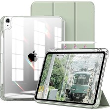 Ipad Air 11INÇ 2024 Air 4/5/6.nesil 10.9 ile Uyumlu Kılıf Pen Charge Şeffaf Kalem Bölmeli Case, Açık Yeşil