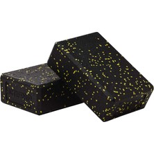 Yoga Blok 2'li Set Yoga Köpüğü Yoga Bloğu (Siyah + Sarı Orta Sert)