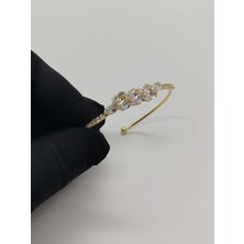Cadde Dükkanı Çelik Taşlı Cuff Bileklik Gold Model4