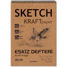 Kraft Kağıt A5 Eskiz Defteri 90 Gr. Spiralli 50 Yaprak Sketchbook
