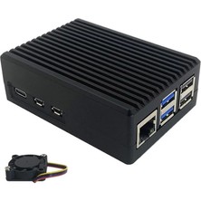 Pi 5 Için Dört Hatlı Fanlı Metal Alüminyum Kasa