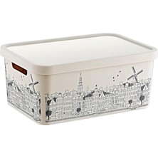 Stafi Desenli Çok Amaçlı Kapaklı Kutu 4,5 Lt Amsterdam