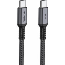 Hype Store Type-C To Type-C (3 Metre) Hızlı Şarj 240W Pd 48V5A Yüksek Kaliteli Alüminyum Örgülü Kablo Gri