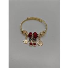 Cadde Dükkanı Kiraz Yıldız Figürlü Çelik Charm Bileklik Gold