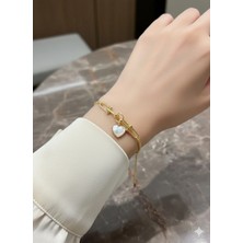 Cadde Dükkanı Çelik Klipsli Kalpli Bileklik Gold