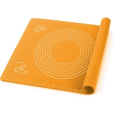 Hype Store Silikon Hamur Matı, Pizza ve Tatlı Hazırlamak Için Ölçekli, 45X65 cm (Turuncu)