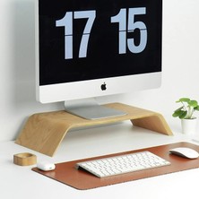 Wood Kayın Dayanıklı Ağaç Monitör Ayağı ve Yükseltici Bilgisayar Standı 10 inç Duvara Monte Özellikli