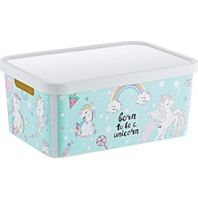 Stafi Desenli Çok Amaçlı Kapaklı Kutu 4,5 Lt Unicorn