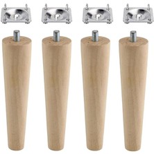 Ahşap Mobilya Koltuk Kanepe Sehpa Masa Ayağı Ayakları M8 Civatalı 15 cm + Bağlantı Aparatlı 8'li Set