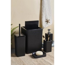 Feyza Design Şık Siyah Kare Banyo Seti 5'li, Modern ve Kullanışlı Tasarım