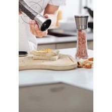 Feyza Design Şeffaf Cam Gövdeli Metal Renkli Kapaklı Tuz ve Karabiber Öğütücü