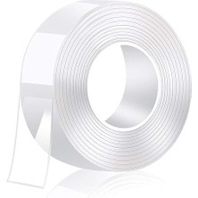 Şeffaf Çift Taraflı Bant – 3cm x 2m, Yıkanabilir, Güçlü Yapışkan, Iz Bırakmaz, Çok Amaçlı Sabitleyici Bant