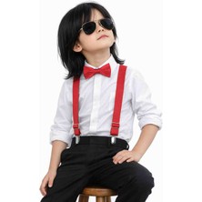 Algitsin O L A Çocuk Pantolon Askısı Papyon Seti 1-12 Yaş Unisex