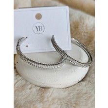 Tuel Zirkon Taşlı Halka Küpe Gold & Silver Renk Seçenekli Küçük Orta Büyük Boy Günlük Şık Küpe