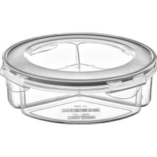Bucuks® 3 Bölmeli Sızdırmaz Contalı Kilitli Kapaklı 1,35 Litre Yuvarlak Erzak Saklama Kabı LC-500