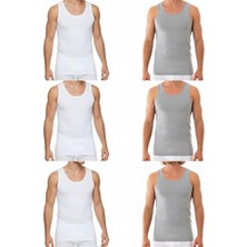 Süsen Lingerie Beyaz ve Gri Normal 6 Adet Penye Erkek Atlet, Erkek Günlük Atlet, Erkek Iç Giyim