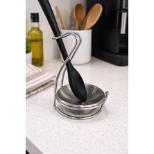 BLR Kaşıklık Kepçelik Paslanmaz Çelik Tezgah Üstü Metal Standlı Kirli Kaşık Tutacağı 18 cm