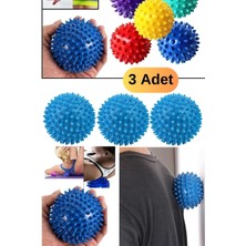 3 Adet Pilates Masaj Topu 6 cm Mavi Dikenli Masaj Topu El Vücut Cardio Egzersiz Plates Yuvarlak Topu