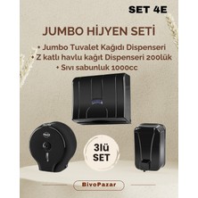 Feyza Design 3'lü Jumbo Hijyen Seti Siyah: Sabunluk, Wc Dispenser, Z Katlı Havlu Dispenser