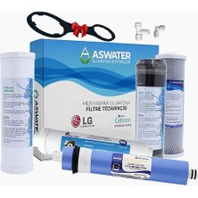 Aura Cebilon Compact Uyumlu Açık Kasa Su Arıtma 5'li Lüx 10" Filtre Seti 80GPD Lg Membranlı