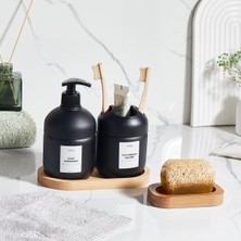 Feyza Design Şeffaf Cam Banyo Seti, Sıvı Sabunluk, Diş Fırçalık ve Katı Sabunluk