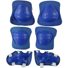 Yoğunluklu Çocuk Koruyucu Set 6 Parça Dizlik Dirseklik El Pedi Paten Scooter Bisiklet, Mavi