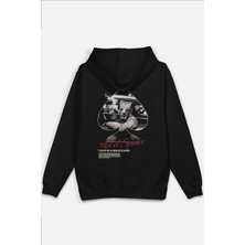 Overoz Ace Of Spades Maça Ası Sırt Baskılı Kapüşonlu Yarı Oversize Sweatshirt Siyah Hoodie 1225