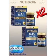 Nutraxin D3K2 120 Tablet - 1000 Iu D3 Vitamini, 25 Mcg K2 Vitamini 2 Adet