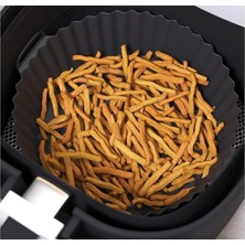 Airfryer Silikon Pişirme Kabı 20X5 cm Bpa Içermez Airfryer Pişirme Kağıdı, Yapışmaz Kolay Temizlenir, Silikon Pişirme Kalıbı (Siyah)