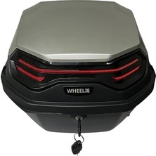 WHEELIE XT08-SW 32 Litre Motosiklet Arka Çanta Gümüş Beyaz Parlak Su Geçirmez ABS Malzeme